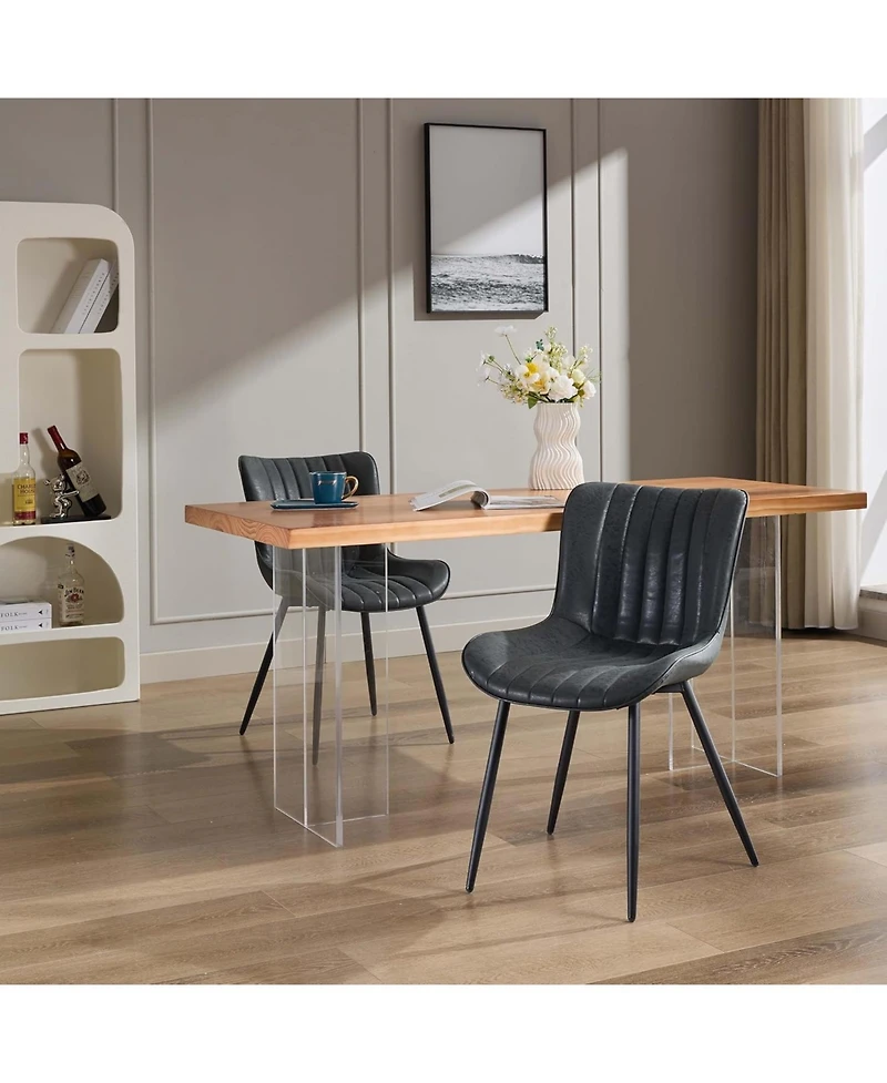 gaomon Dining Chair Set of 2 Black Faux Leather Dining Chairs for Kitchen Dining Room