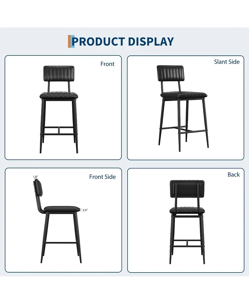 gaomon Set of 2 400LBS Heavy-Duty Counter Height Pu Leather Stools