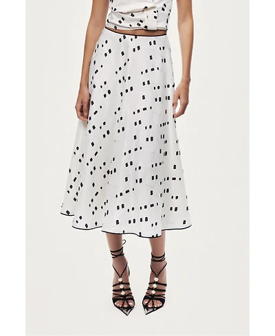 Nocturne Women's High-Rise Midi Skirt with Print Details