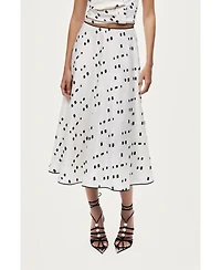 Nocturne Women's High-Rise Midi Skirt with Print Details
