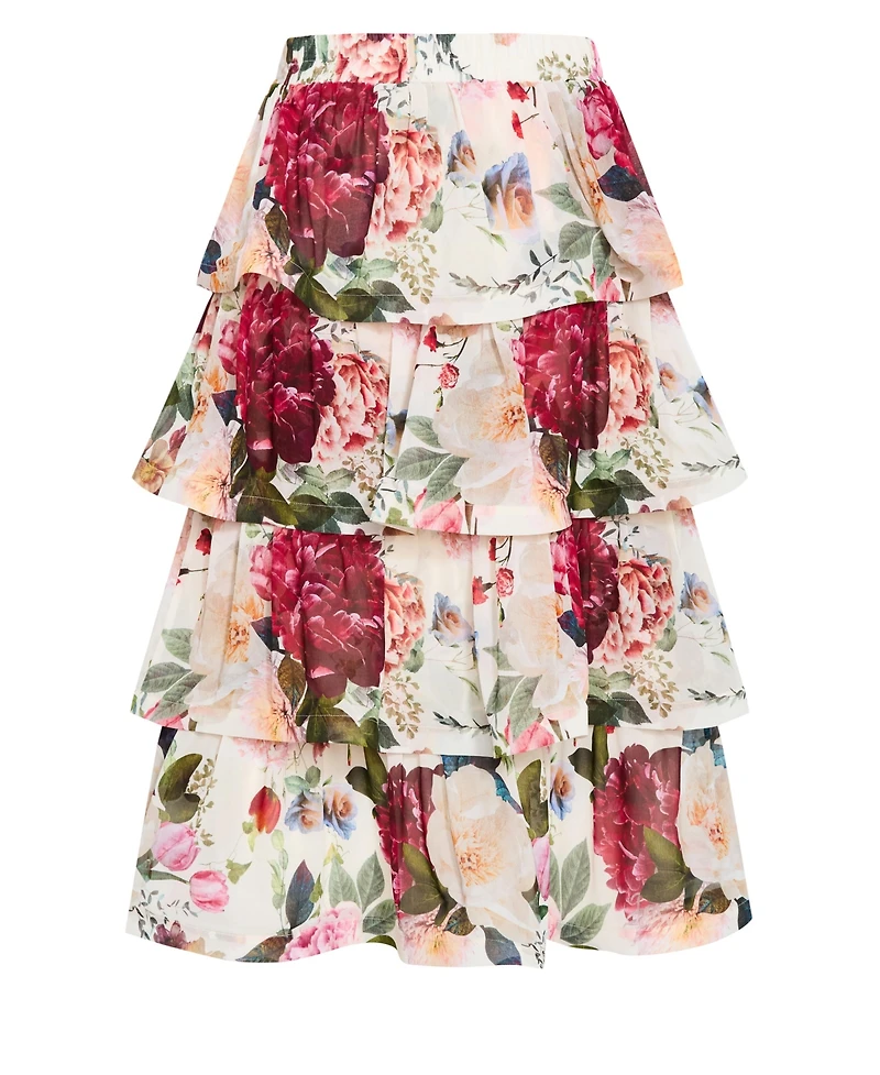 City Chic Women's Bianka Bloom Print Tiered Skirt