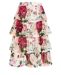City Chic Women's Bianka Bloom Print Tiered Skirt