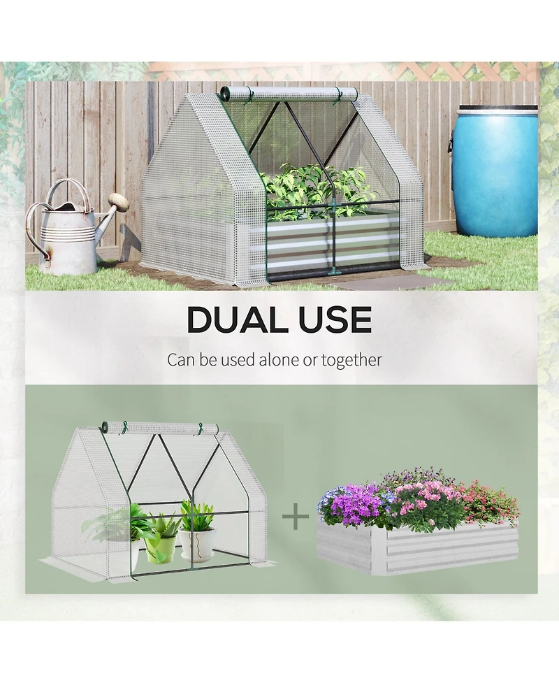 Outsunny Raised Garden Bed with Cover, Mini house,