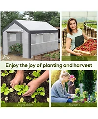 Outsunny 12' x 7' x 7' Outdoor Walk-In Tunnel house Garden Warm House