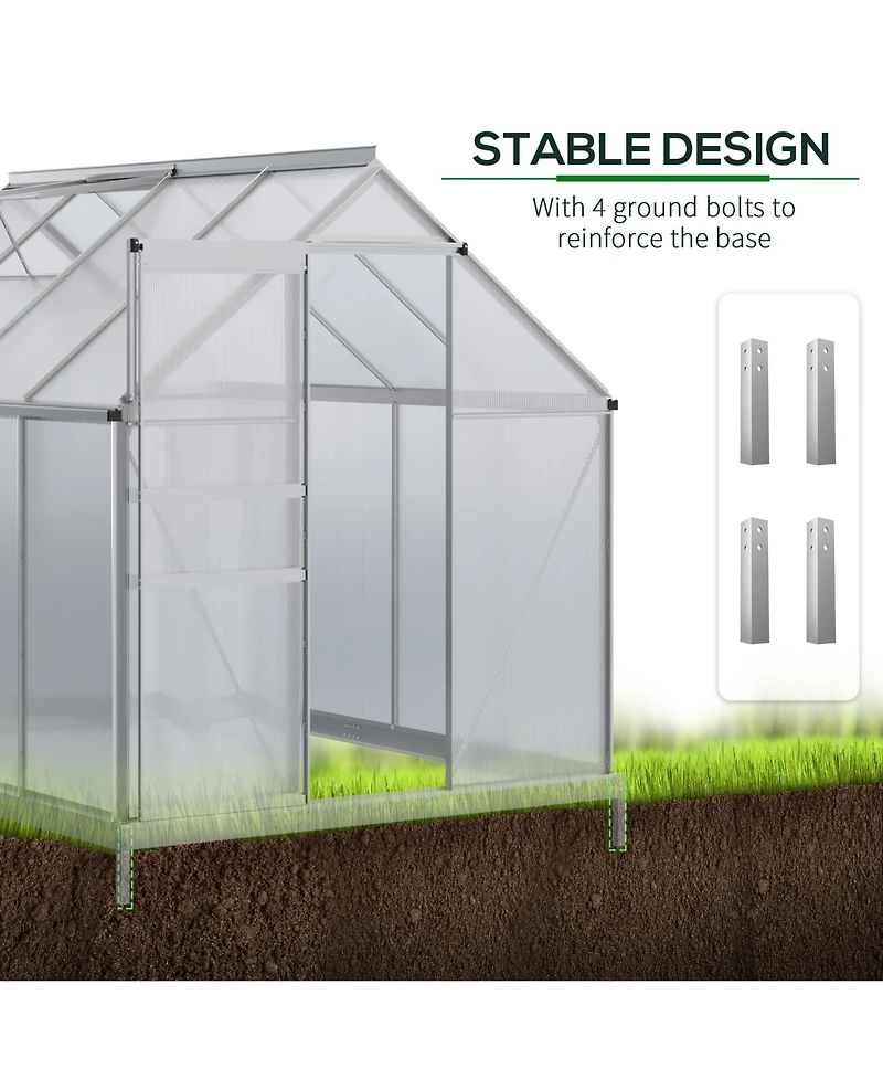 Outsunny 8' x 6' x 6.5' Large Polycarbonate Walk-in house,