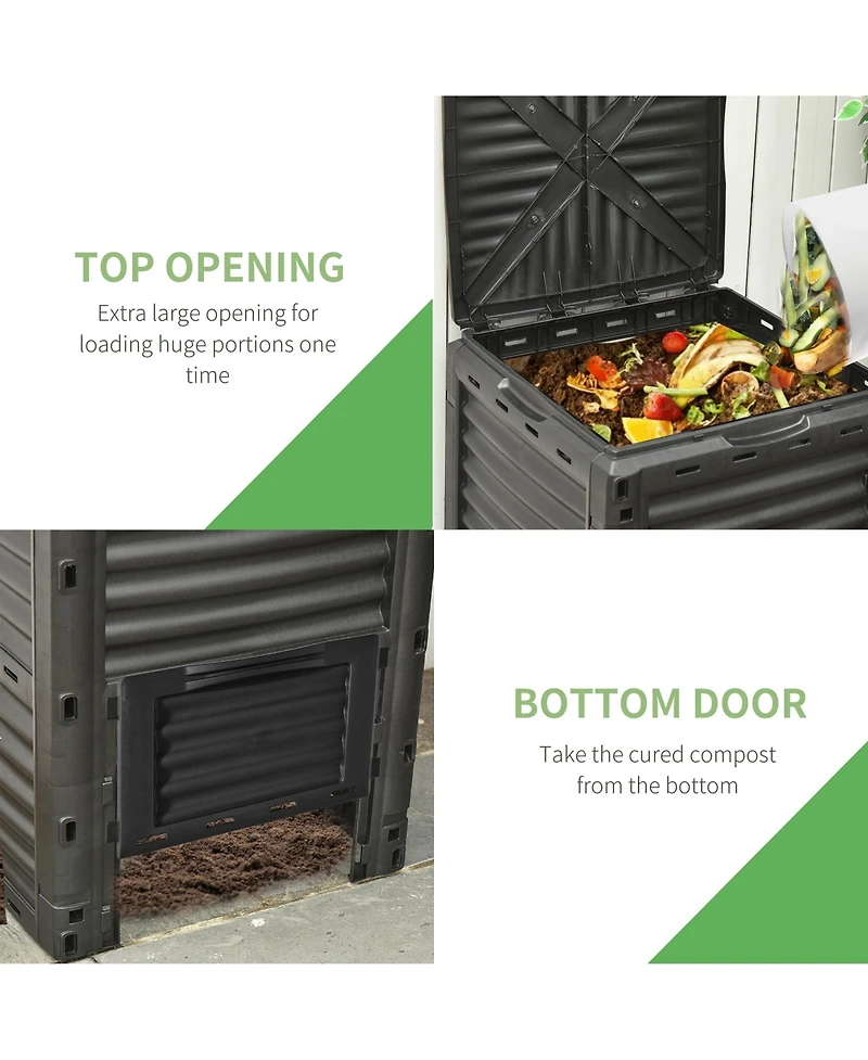 Outsunny Garden Compost Bin 80 Gallon Large Outdoor Compost Container