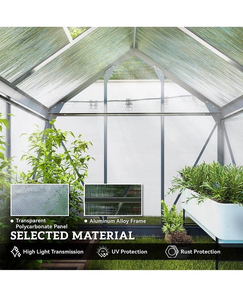 Outsunny 6' x 4' x 6.5' Large Polycarbonate Walk-in house,