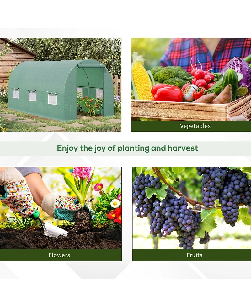 Outsunny 15' x 6' x 7' Walk-In Gardening Plant house w/ Pe Cover,