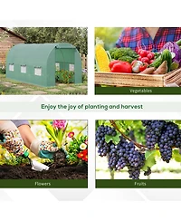 Outsunny 15' x 6' x 7' Walk-In Gardening Plant house w/ Pe Cover,