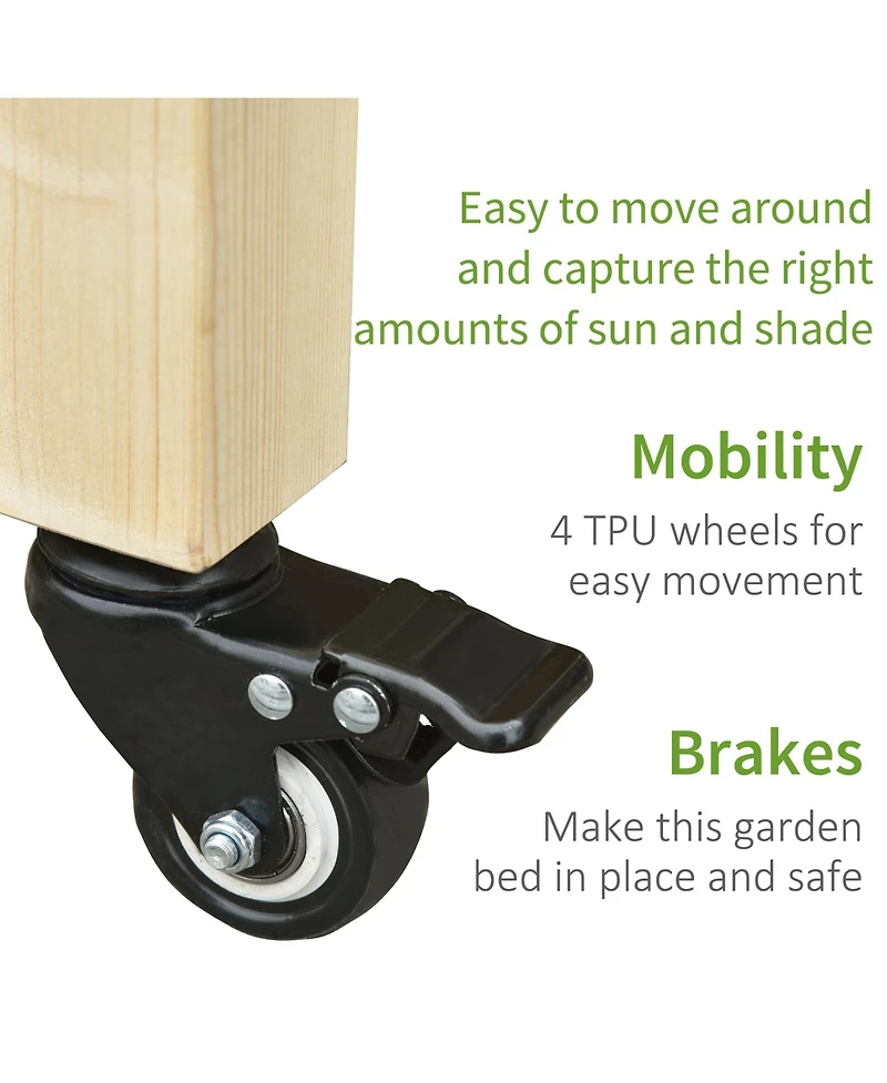 Outdoor/Indoor Raised Garden Bed on Wheels w/ Non-Woven Bag & Shelf