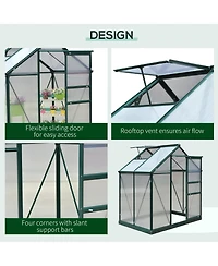Outsunny 6' x 4' x 7' Large Polycarbonate Walk-in house,