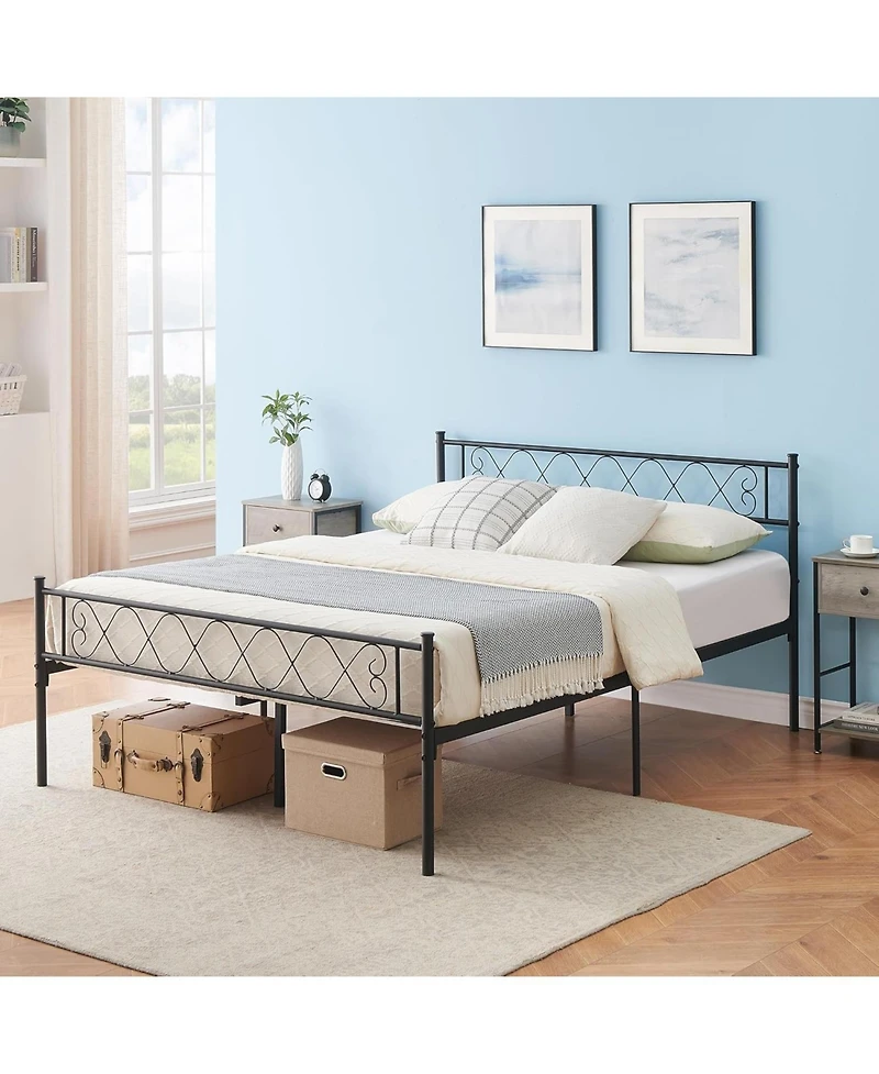gaomon Metal Bed Frame with Heart Headboard and Footboard, Platform Design with Underbed Storage