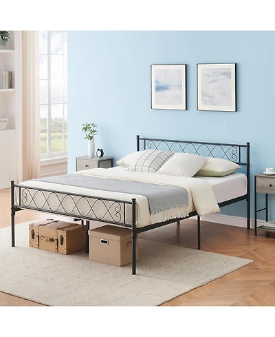 gaomon Metal Bed Frame with Heart Headboard and Footboard, Platform Design with Underbed Storage