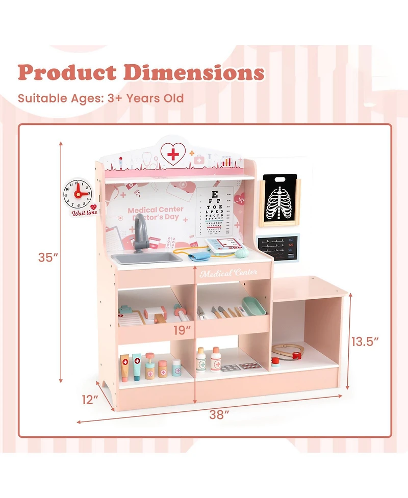 Slickblue Wooden Medical Playset for Kids 3+ with Stethoscope Toy