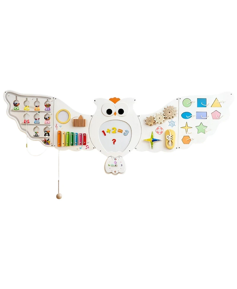 Slickblue 11 in 1 Toddler Activity Center Owl Busy Board Wall Panels