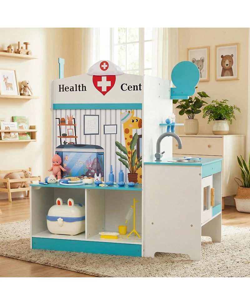 Slickblue Kids Doctor Kit Play Set with Adjustable Height Stand