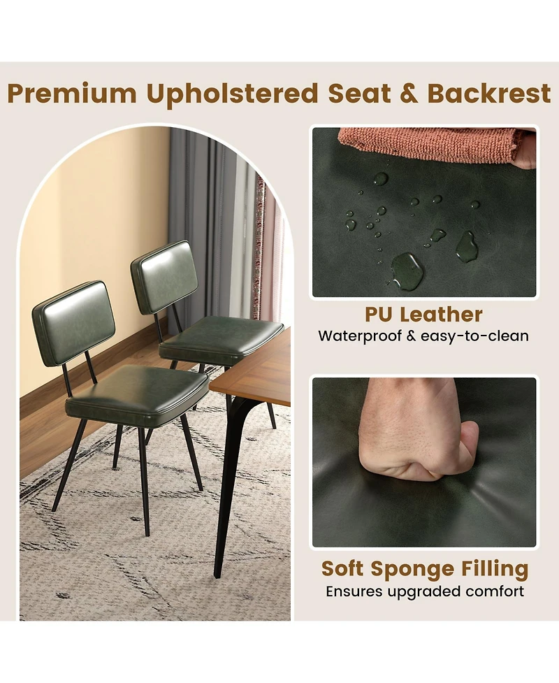 Gouun Upholstered Dining Chairs Set of 2 with Padded Backrest and Metal Legs