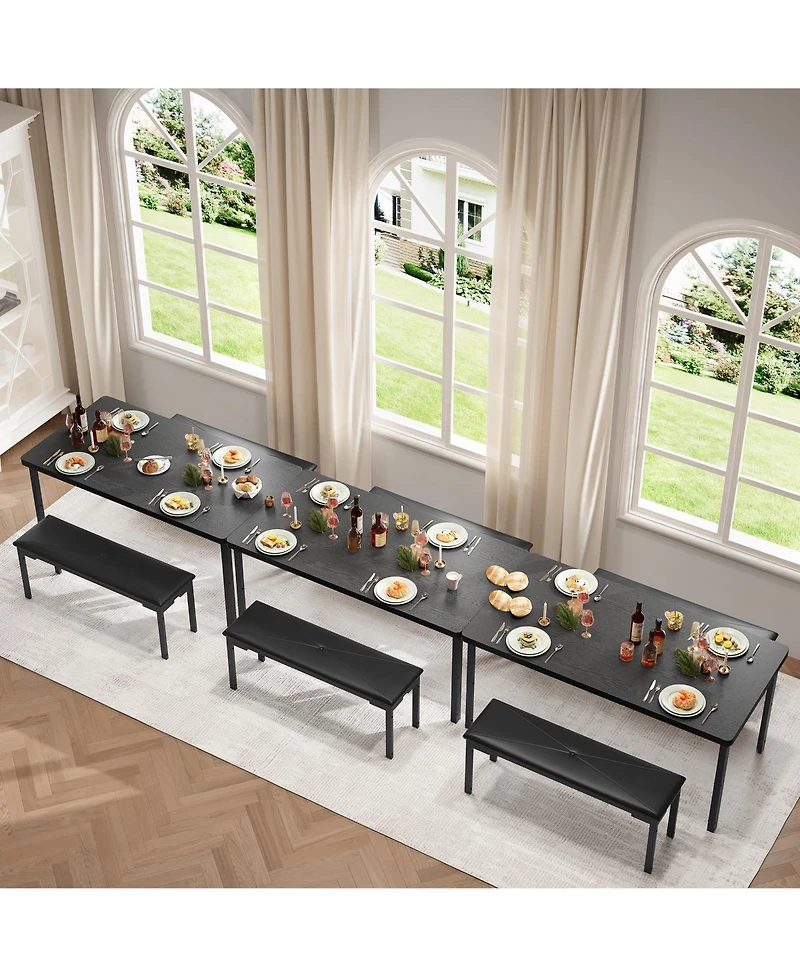 gaomon 4-Person 3-Piece Dining Set with 2 Upholstered Benches