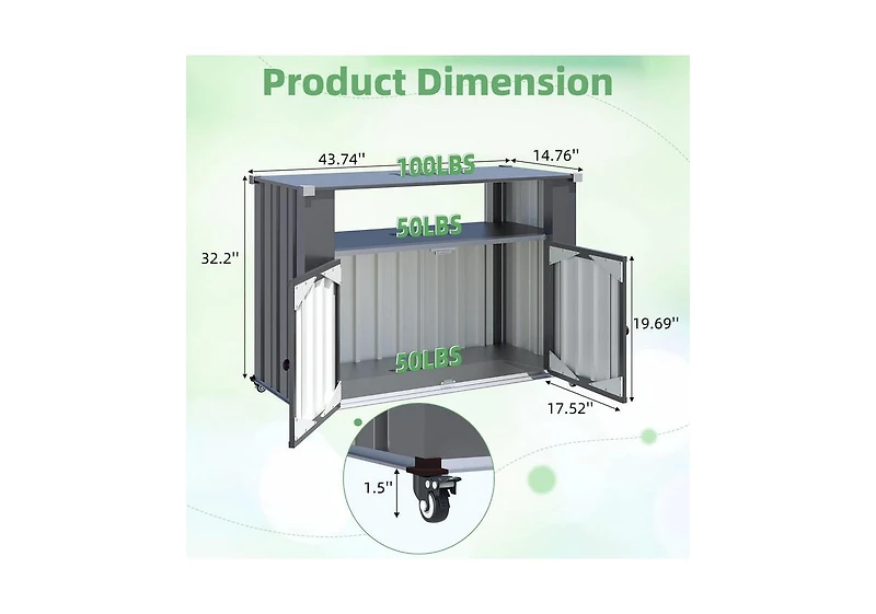 Aecojoy Outdoor Grill Table with Storage Cabinet Weatherproof, Outdoor Kitchen Island, Grill Cabinet Cart with Storage