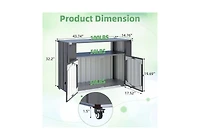 Aecojoy Outdoor Grill Table with Storage Cabinet Weatherproof, Outdoor Kitchen Island, Grill Cabinet Cart with Storage