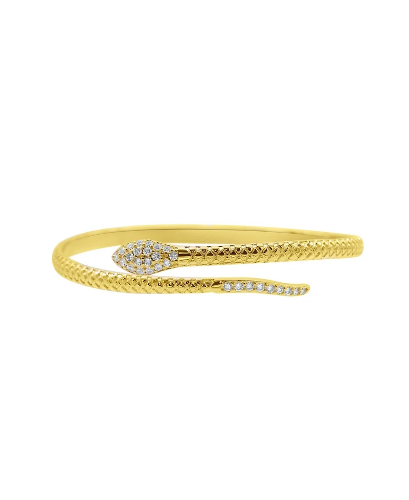 Adornia Cubic Zirconia Gold 2-Piece Snake Cuff Bracelet and Adjustable Ring Set