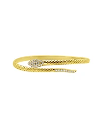 Adornia Cubic Zirconia Gold 2-Piece Snake Cuff Bracelet and Adjustable Ring Set