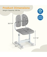 Gouun Height-Adjustable Kids Study Chair with Double Backrest Support
