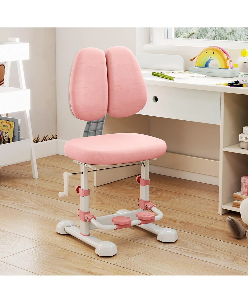 Gouun Kids Study Chair with Double Backrest, Adjustable Height and Footrest