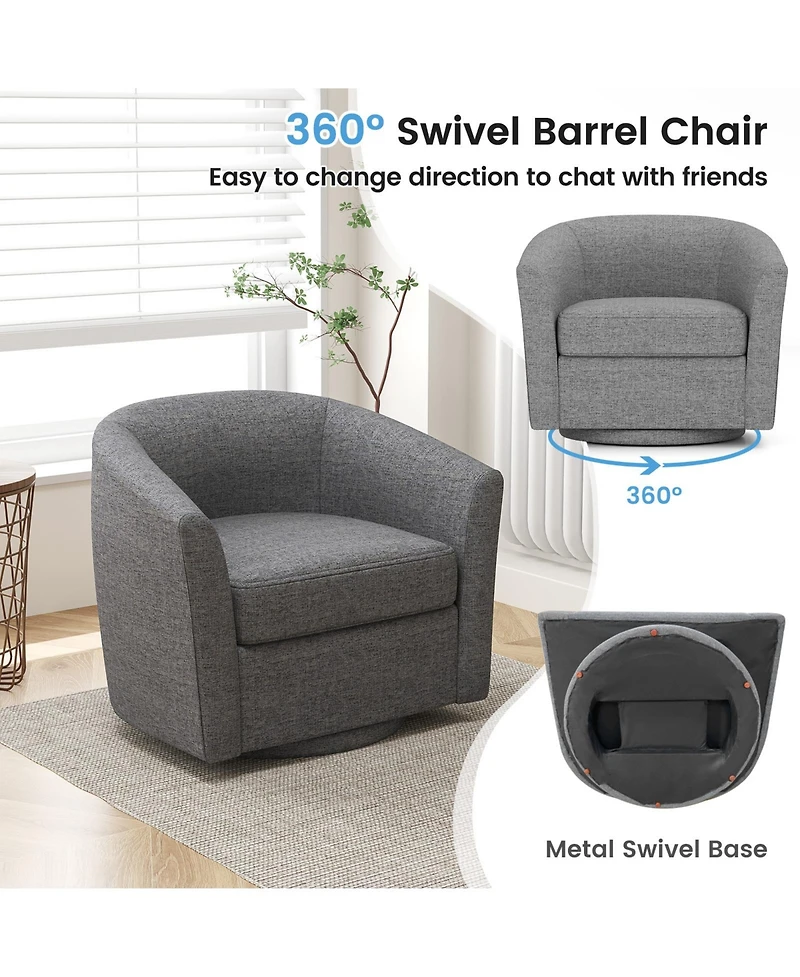 Gouun Swivel Club Accent Chair with Ottoman Footrest and Curved Backrest