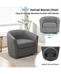 Gouun Swivel Club Accent Chair with Ottoman Footrest and Curved Backrest