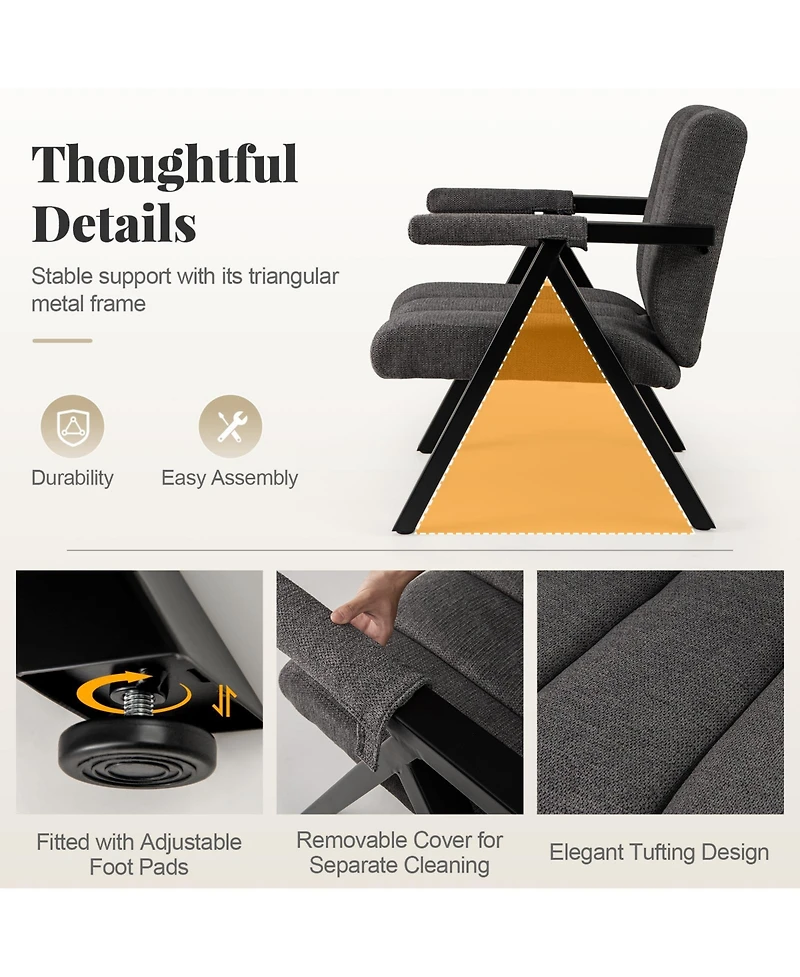 Gouun Oversized Tufted Accent Chair with Metal Frame and Padded Armrests