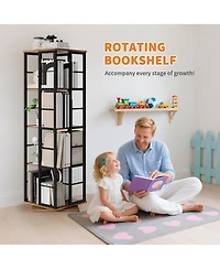 gaomon 360degree Rotating Corner Bookshelf, Industrial Floor Standing Storage Organizer