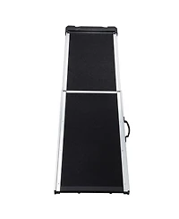 Aostirmotor Foldable Aluminum Dog Car Step Ramp with Pvc Handle, Non-Slip Foot Mats for Most Sized Dogs, Pet Ladder