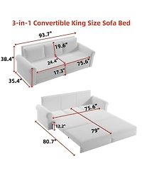 Streamdale Furniture Chesterfield Velvet Pull Out Sofa Bed, Nailhead Trim