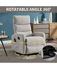 Streamdale Furniture Streamdale Heat Massage Rocker Recliner Chair, Swivel Fabric