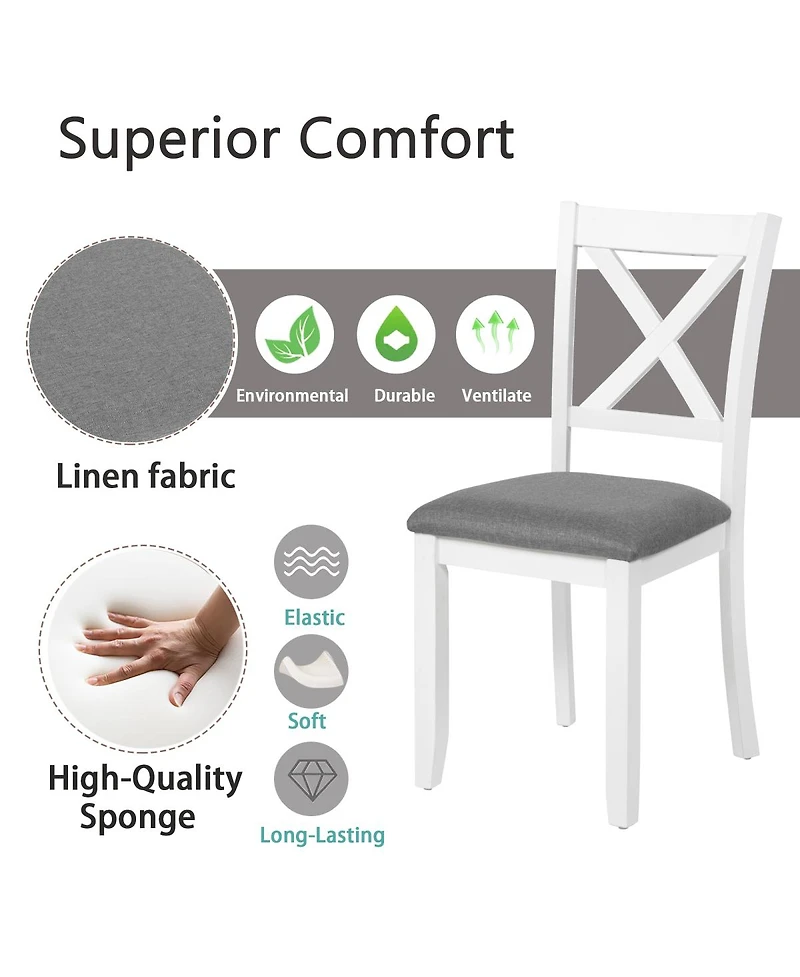 Streamdale Furniture Wooden Dining Chairs Set of 4 with Padded Seat