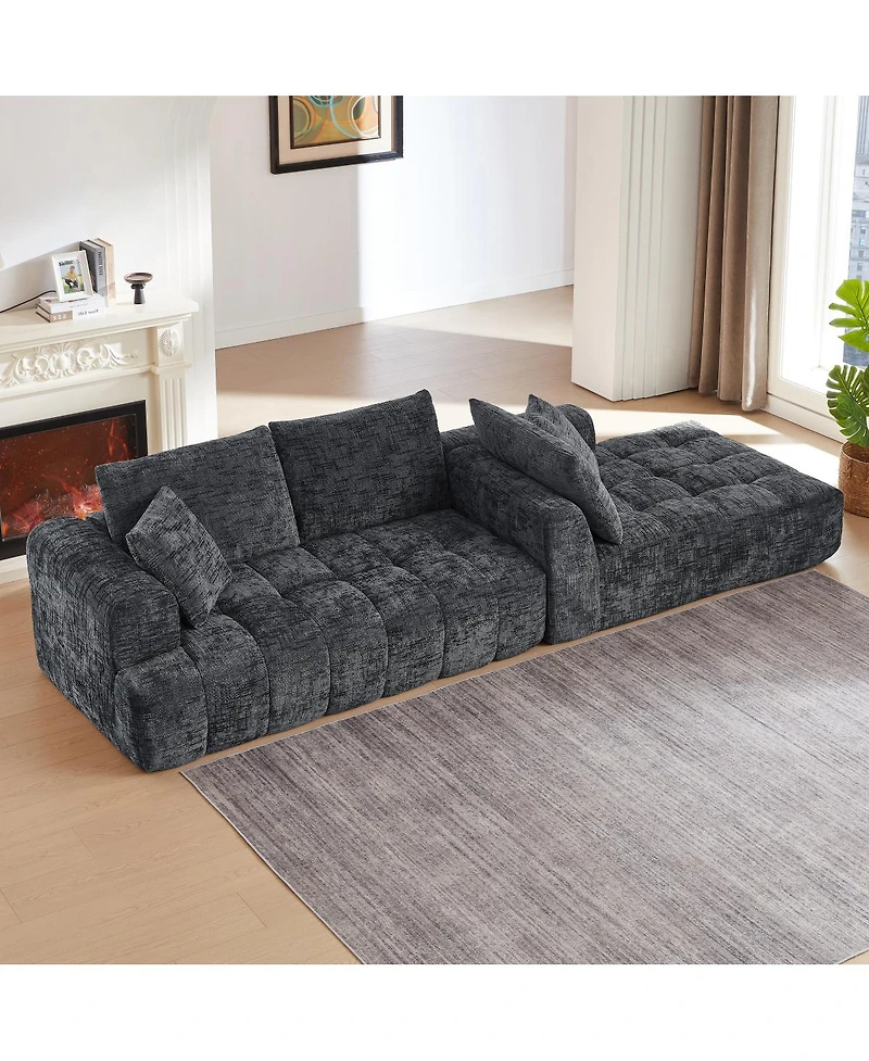 Streamdale Furniture Chenille L-Shape Luxury Sectional Sofa, Minimalist Design