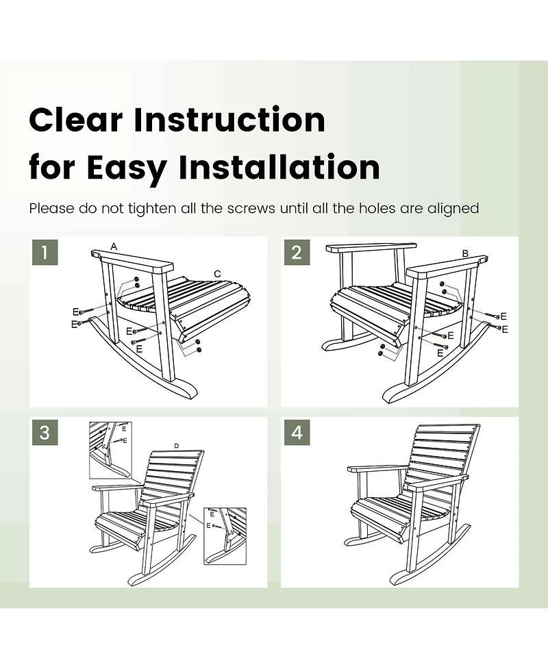 Gymax 2 Pcs Wooden Rocking Chair High Back Fir Wood Armchair Natural Garden Yard Patio