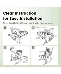 Gymax 2 Pcs Wooden Rocking Chair High Back Fir Wood Armchair Natural Garden Yard Patio