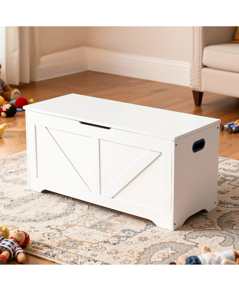 Slickblue Wooden Kids Storage Bench Toy Box with Safety Lid Hinge