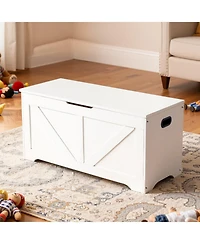 Slickblue Wooden Kids Storage Bench Toy Box with Safety Lid Hinge