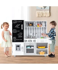 Pretend Play Kitchen for Kids with Realistic Sounds and Lights Interactive Cooking Toy