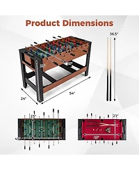 Slickblue Full Size Foosball and Pool Table 2-in-1 Combo with Stable Legs