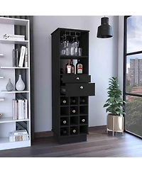 flynama Bar Cabinet with 2 Cabinets, 1 Drawer Black Finish