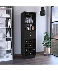 flynama Bar Cabinet with 2 Cabinets, 1 Drawer Black Finish