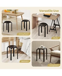 Gouun Stackable Bentwood Dining Stools Set of 4, 18 in Height with Round Top