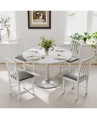 Gouun Wooden Dining Chairs Set of 2 with Pvc Leather Cushion and Hollowed Backrest