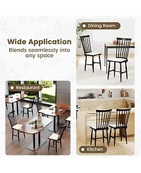 Gouun Farmhouse Windsor Dining Chairs Set of 2 with Removable Seat Cushions