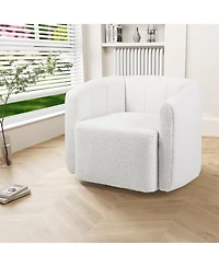 Gouun Sherpa Barrel Swivel Accent Chair with Curved Backrest