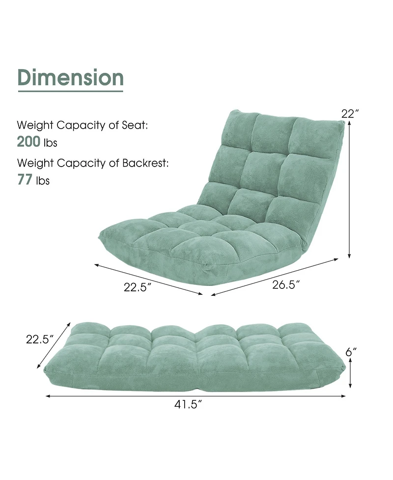 Gouun 14-Position Adjustable Cushioned Floor Chair with Steel Frame